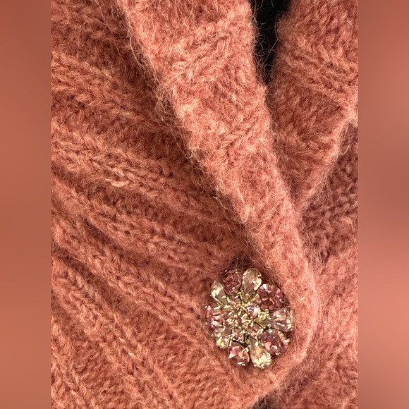 Ann Taylor Loft XS Elegant Wool Blend Knit Pink Cardigan Jewel Accent 875 - Picture 4 of 9